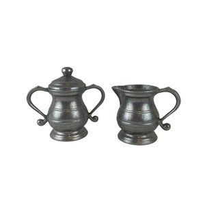 Wilton Armetale RWP Pewter Cream Pitcher & Sugar Bowl w/Lid Serving Set USA VTG